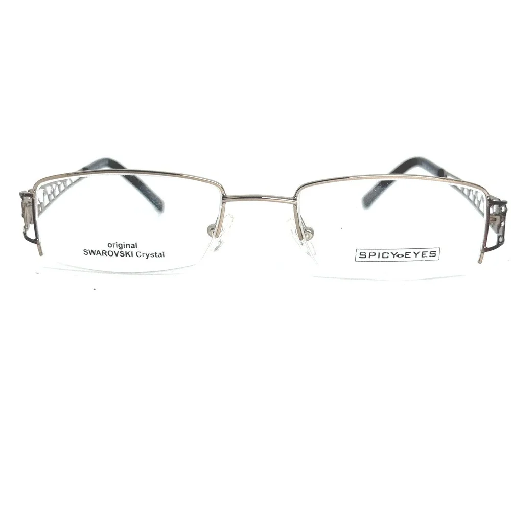 Spicy Eyes SE 530 BR Eyeglasses Frames Brown Silver Swarovski Crystal 48-17